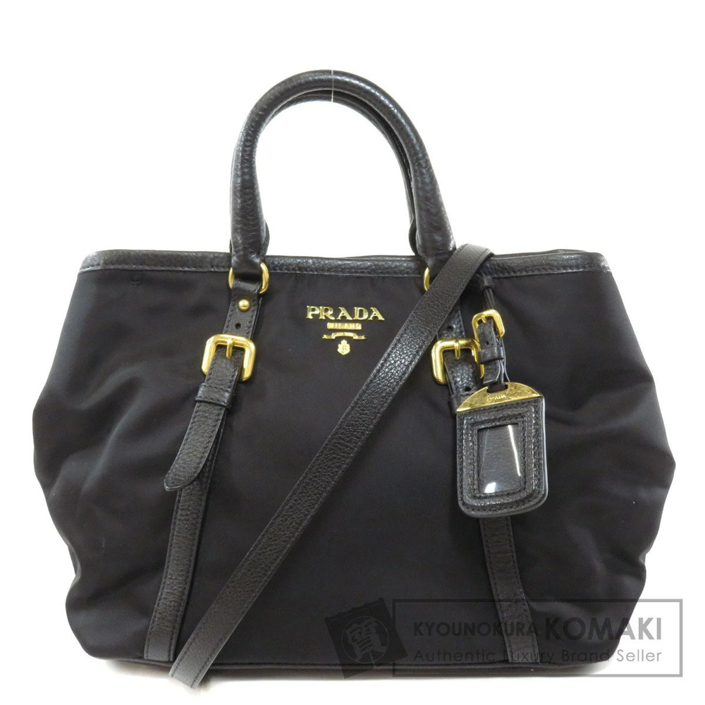 Prada Tessuto Vitello Daino leather tote Shoulder bag Black - Picture 1 of 11